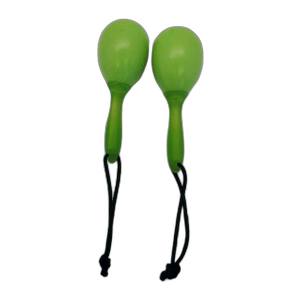 Green Maracas  Shakers Green Appx 3" Plastic W/ Rubber Handles